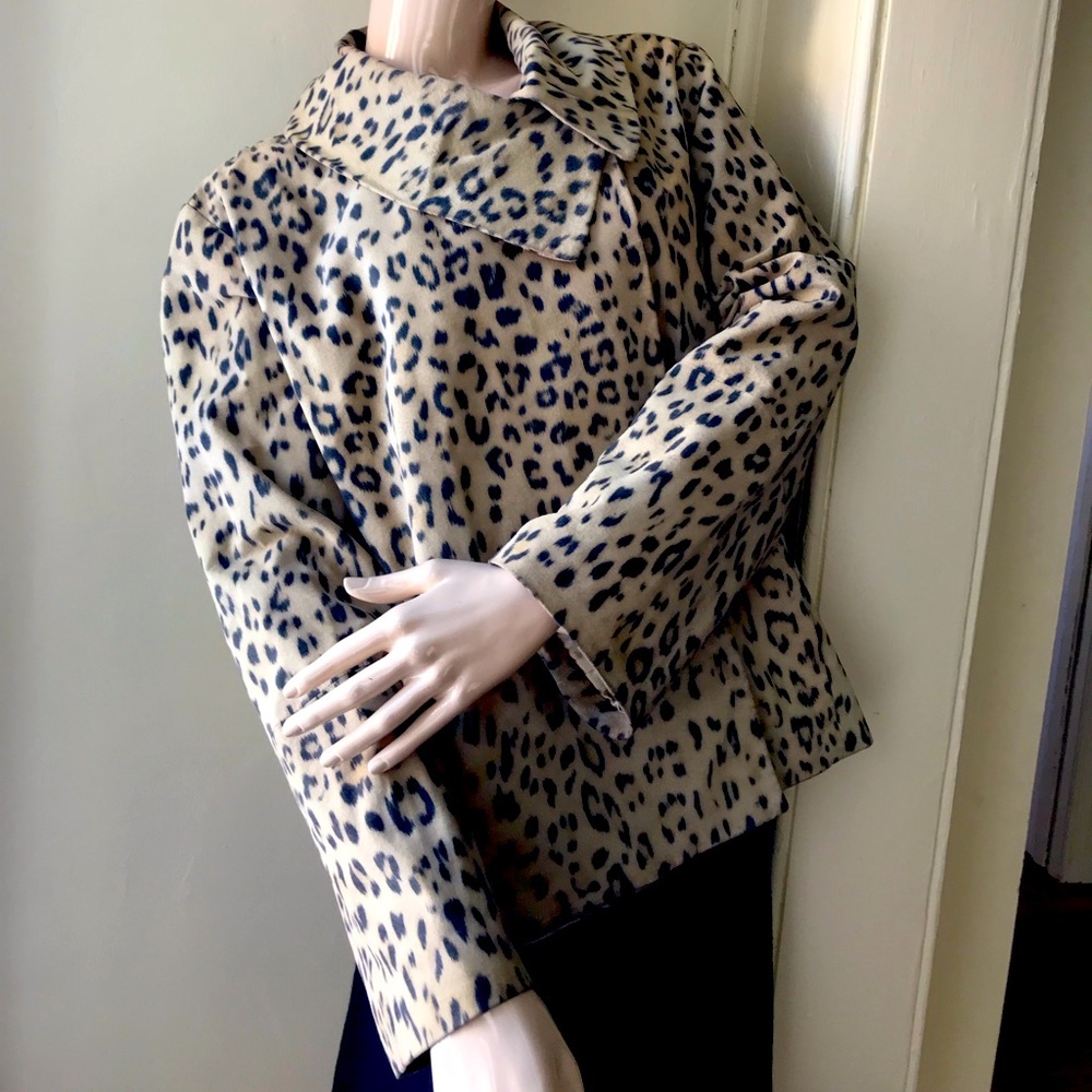 Chico's Leopard Print Leather Jacket in Beige and Black